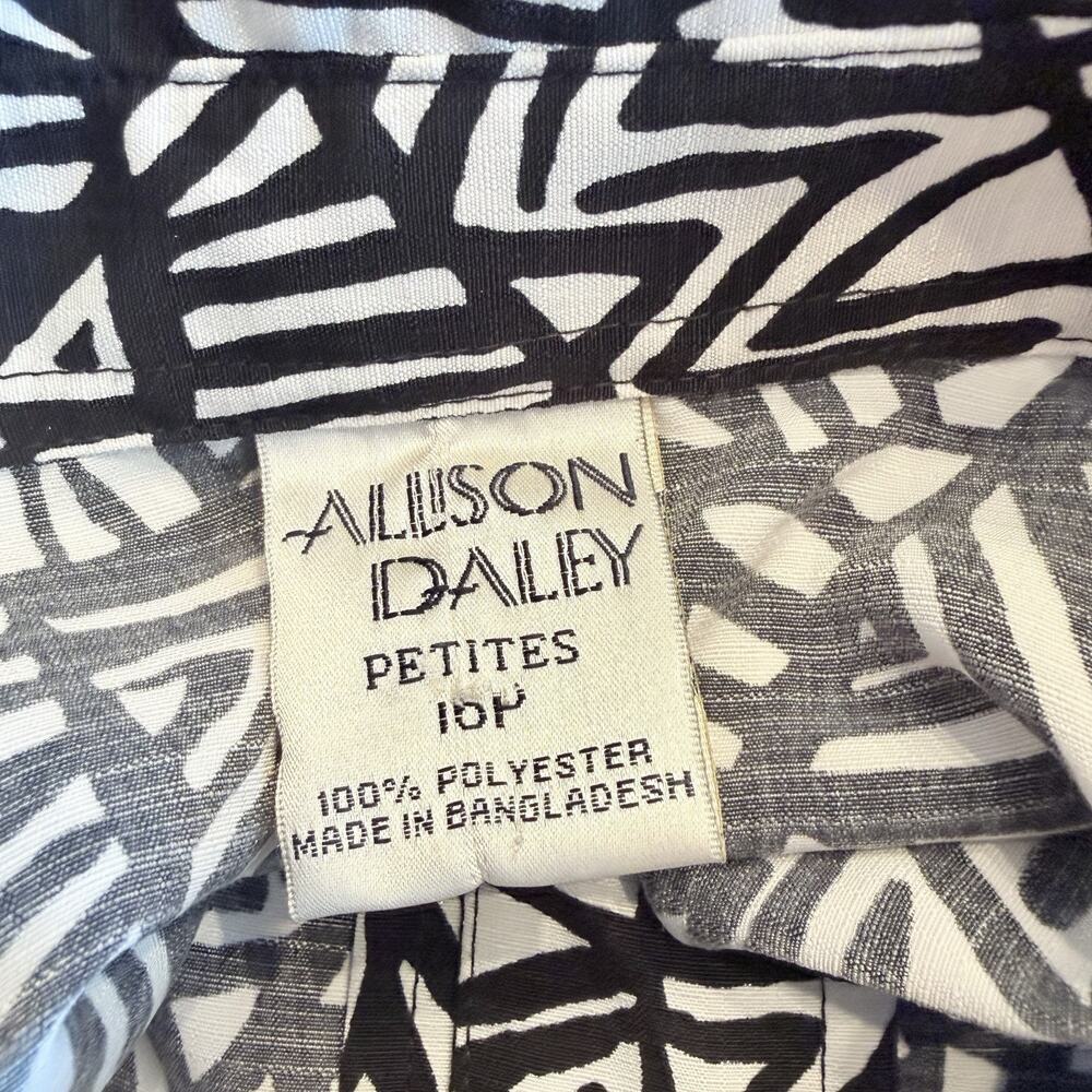 ALLISON DALEY Women's Petite 16P 3/4 Sleeve Button Up Black White Top (A0125) - Picture 6 of 6